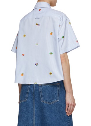 Back View - Click To Enlarge - KENZO - Fruit Stickers Cropped Cotton Shirt
