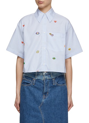 Main View - Click To Enlarge - KENZO - Fruit Stickers Cropped Cotton Shirt