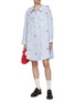 Figure View - Click To Enlarge - KENZO - Fruit Stickers Hooded Cotton Shirt Dress