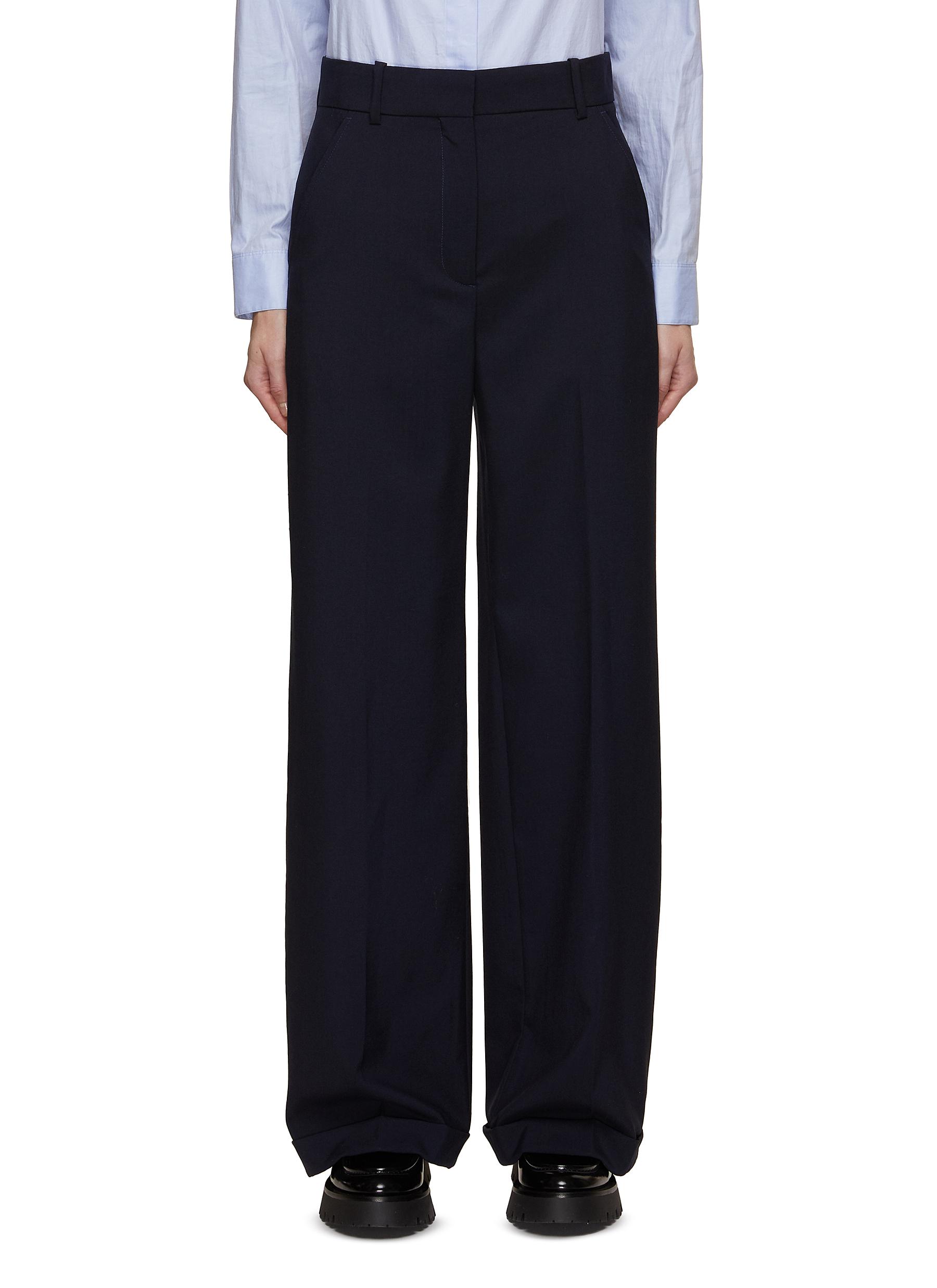 Solid Pocket Tailored Pants for Women