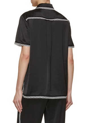 Back View - Click To Enlarge - EENK - Lace Trim Short Sleeve Top