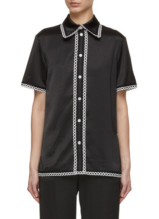 Main View - Click To Enlarge - EENK - Lace Trim Short Sleeve Top