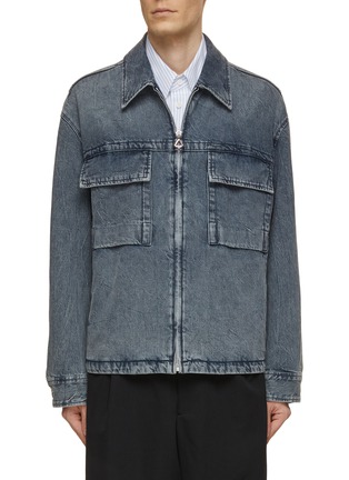 Main View - Click To Enlarge - SOLID HOMME - Dyed Denim Zip Up Jacket