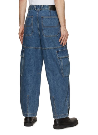 Back View - Click To Enlarge - SOLID HOMME - Dyed Denim Cargo Baggie Jeans