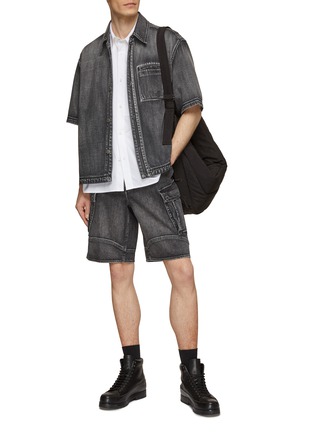 Figure View - Click To Enlarge - SOLID HOMME - Dyed Denim Cargo Shorts