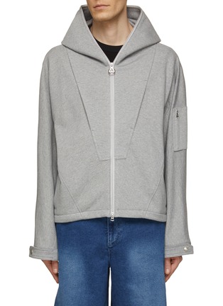 Main View - Click To Enlarge - SOLID HOMME - Hooded Zip Up Cotton Jacket
