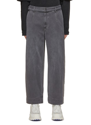 Main View - Click To Enlarge - SOLID HOMME - Belted Wide Leg Jeans