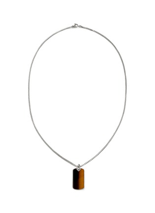 Main View - Click To Enlarge - JOHN HARDY - Tiger Eye Sterling Silver Dog Tag Pendant 2mm Chain Necklace — Size 24