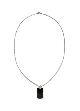 Main View - Click To Enlarge - JOHN HARDY - Onyx Sterling Silver Dog Tag Pendant 2mm Chain Necklace — Size 26