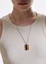 Detail View - Click To Enlarge - JOHN HARDY - Tiger Eye Sterling Silver Dog Tag Pendant 2mm Chain Necklace — Size 26