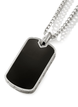 Detail View - Click To Enlarge - JOHN HARDY - Onyx Sterling Silver Dog Tag Pendant 2mm Chain Necklace — Size 22