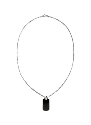 Main View - Click To Enlarge - JOHN HARDY - Onyx Sterling Silver Dog Tag Pendant 2mm Chain Necklace — Size 22