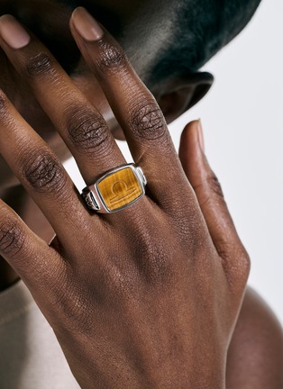Detail View - Click To Enlarge - JOHN HARDY - Tiger Eye Sterling Silver Signet Ring — Size 11