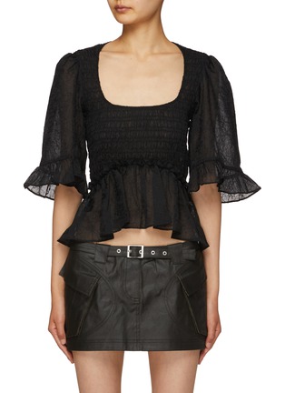 Main View - Click To Enlarge - GANNI - Smock Crinkled Georgette Blouse