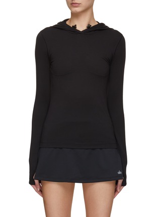 Main View - Click To Enlarge - ALO YOGA - Alosoft Hooded Long Sleeve Runner Top