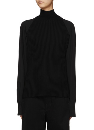 Main View - Click To Enlarge - TOTEME - Ribbed Panel High Neck Top
