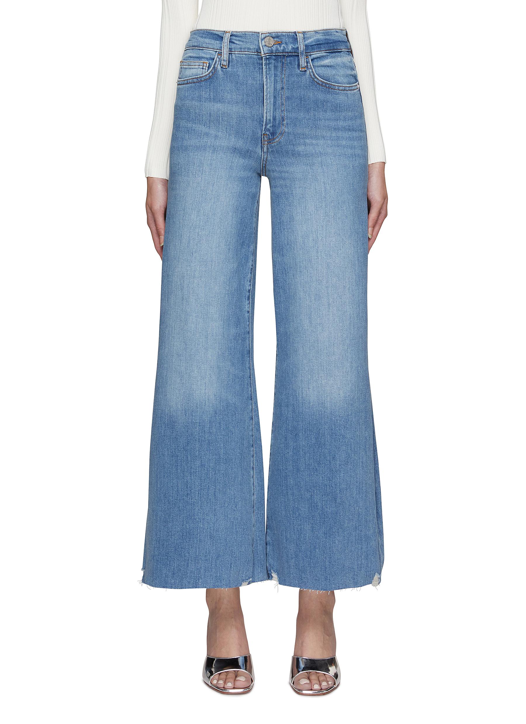 Cropped raw edge store jeans