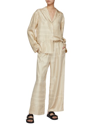 Figure View - Click To Enlarge - TOTEME - Monogram Silk Pyjamas Pants