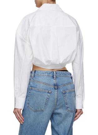Back View - Click To Enlarge - T BY ALEXANDER WANG - Drawstring Waist Double Layered Cropped Shirt