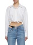 Main View - Click To Enlarge - T BY ALEXANDER WANG - Drawstring Waist Double Layered Cropped Shirt