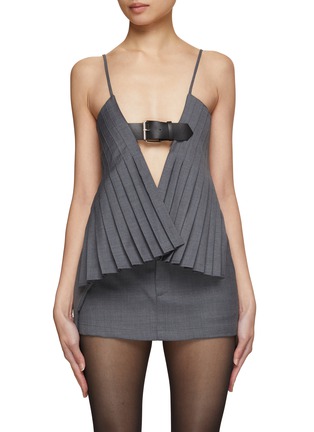 Main View - Click To Enlarge - BONBOM - Pleated Buckle Top