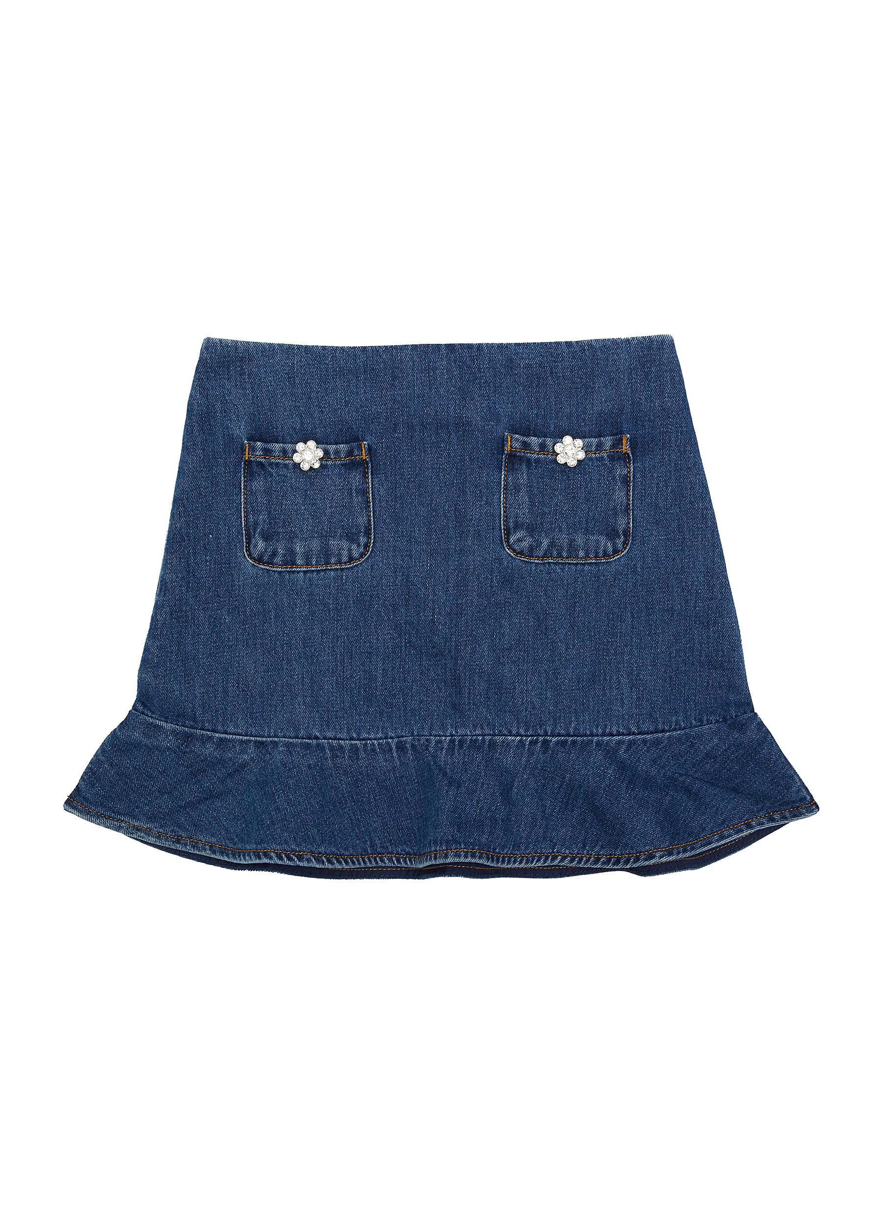 Forever 21 Denim Mini Peplum Skirt Women's 27 Blue Stone Wash Pleated  Cotton | eBay