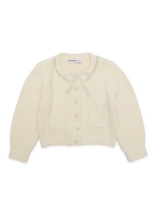 Main View - Click To Enlarge - SELF-PORTRAIT - Kids Pearl Crystal Embellished Knit Cardigan