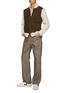 Figure View - Click To Enlarge - PAUL & SHARK - Full Zip Leather Front Ribbed Cardigan