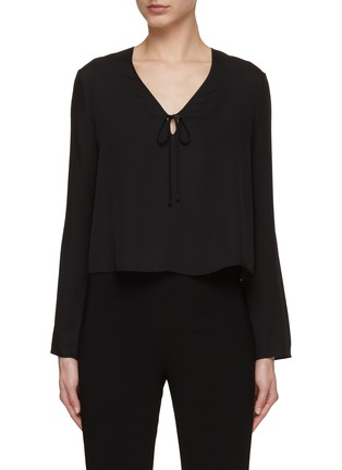 Main View - Click To Enlarge - THEORY - Tie V-Neck Cropped Blouse