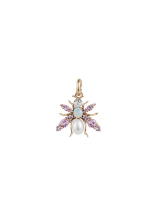 Main View - Click To Enlarge - STORROW JEWELRY - Beatrice Bee 14K Gold Pink Sapphire Pearl Charm