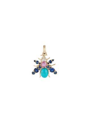 Main View - Click To Enlarge - STORROW JEWELRY - Beatrice Bee 14K Gold Blue Sapphire Pearl Charm