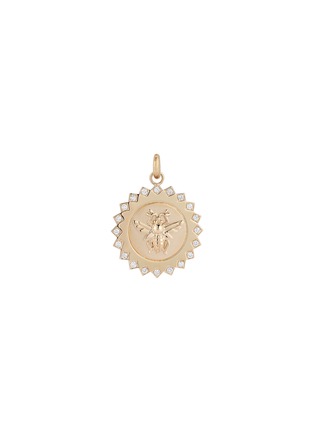 Main View - Click To Enlarge - STORROW JEWELRY - Madelyn 14K Gold Diamond Bee Medallion Charm