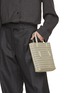 Front View - Click To Enlarge - ALAÏA - Mina N/S Perforated Leather Tote Bag
