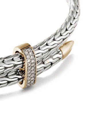 Detail View - Click To Enlarge - JOHN HARDY - Classic Chain Diamond 14K Gold Sterling Silver Bypass Flex Cuff — Size S-M