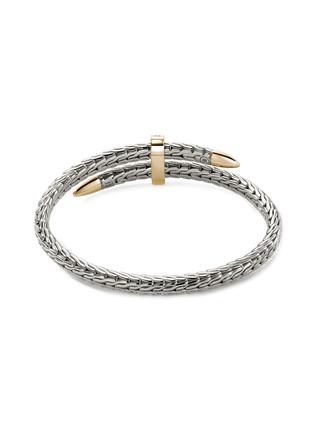 Back View - Click To Enlarge - JOHN HARDY - Classic Chain Diamond 14K Gold Sterling Silver Bypass Flex Cuff — Size S-M
