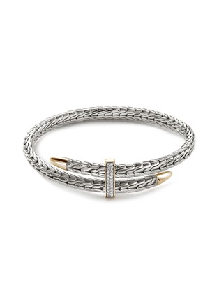 Main View - Click To Enlarge - JOHN HARDY - Classic Chain Diamond 14K Gold Sterling Silver Bypass Flex Cuff — Size S-M