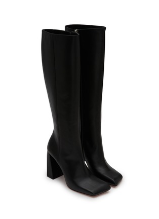 Detail View - Click To Enlarge - AMINA MUADDI - Marine 95 Leather Knee High Boots