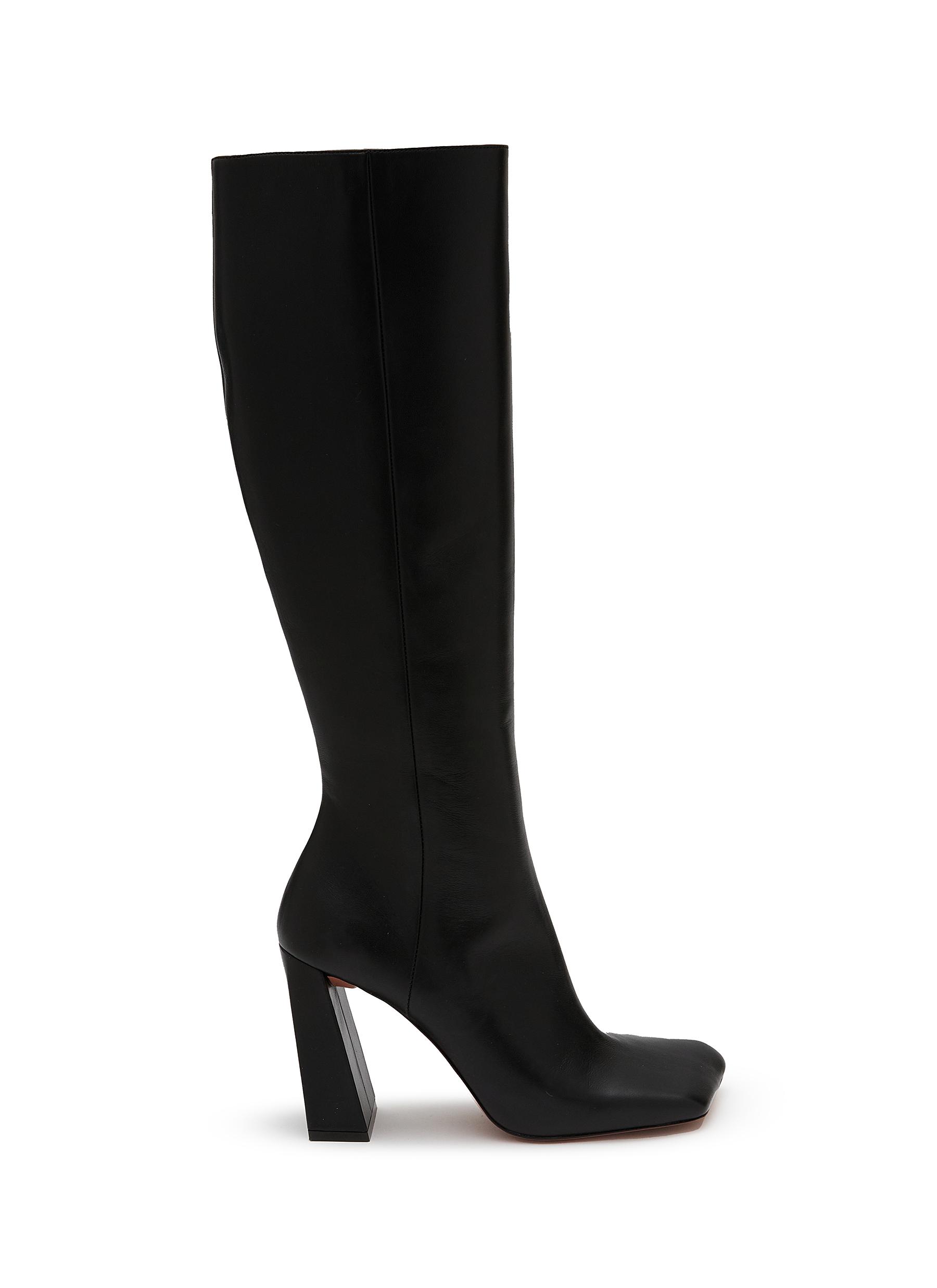 Black Faux Suede Knee High Ruched Boot | SilkFred