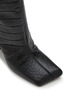 Detail View - Click To Enlarge - AMINA MUADDI - Marine 95 Embossed Croc Leather Thigh High Boots