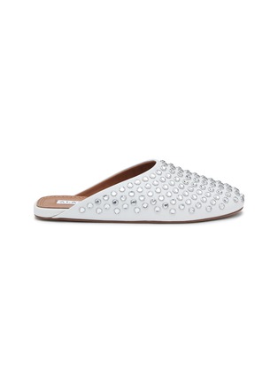 Main View - Click To Enlarge - ALAÏA - Crystal Embellished Nappa Leather Flat Mules