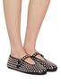 Figure View - Click To Enlarge - ALAÏA - Nappa Leather Crystal Embellished Ballerina Flats With Strap
