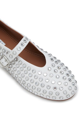 Detail View - Click To Enlarge - ALAÏA - Nappa Leather Crystal Embellished Ballerina Flats With Strap