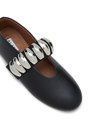 Detail View - Click To Enlarge - ALAÏA - Embellished Strap Nappa Leather Ballerina Flats