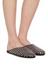 Figure View - Click To Enlarge - ALAÏA - Crystal Embellished Nappa Leather Flat Mules