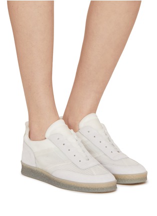 Figure View - Click To Enlarge - MM6 MAISON MARGIELA - Suede Panel Low Top Sneakers