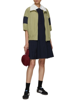 Figure View - Click To Enlarge - LUCKY MARCHÉ - Stand Neck Half Sleeve Block Jacket