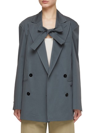 Main View - Click To Enlarge - NACKIYÉ - Oversized Double Breasted Jacket With Ribbon Detail