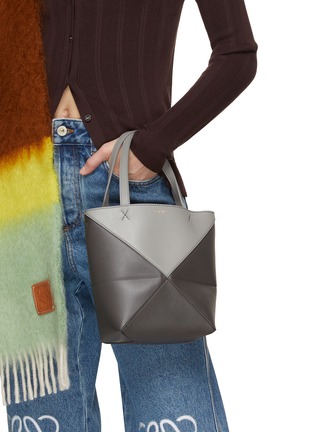 Figure View - Click To Enlarge - LOEWE - Mini Puzzle Fold Bicolour Leather Tote Bag