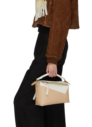 Front View - Click To Enlarge - LOEWE - Small Puzzle Edge Bicolour Leather Bag