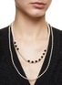 Figure View - Click To Enlarge - NUMBERING - Crystal Pearl Plated Brass Safety Pin Long Necklace